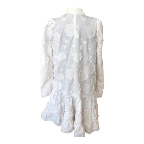 H&M‎ Exclusive Cream Jacquard Weave Boho Ruffle Tiered Babydoll Midi Dress S - Picture 8 of 13